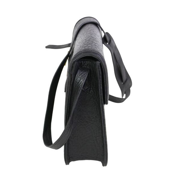 Me Char PEBBLED BLACK GENUINE LEATHER FLAP X-BODY SHOULDER BAG ORGANIZER PURSE - Picture 2 of 13